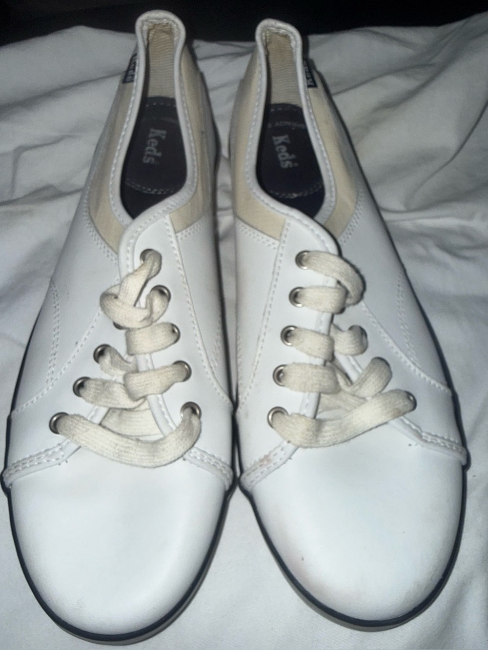 Keds White Leather Lace-Up Sneakers Women’s Size 9 Classic Casual Shoes